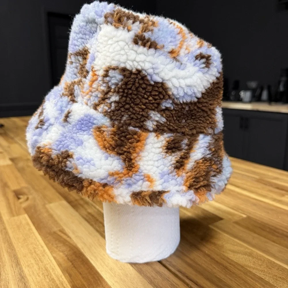 Anthropologie Faux Fur Bucket Hat Multicolor